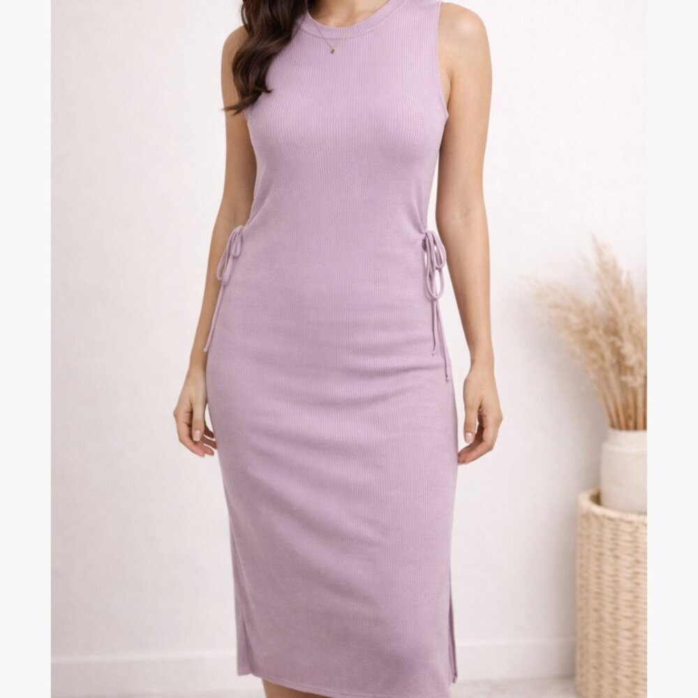 Future Collective Reese Blutstein Size S Ribbed Midi Bodycon Dress Side Tie